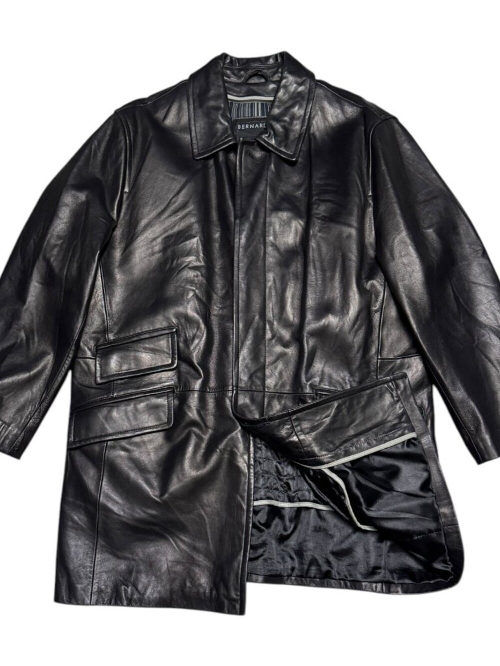 BERNARDO GENUINE LEATHER Designer Business Casual Winter Coat Jacket Mens Large